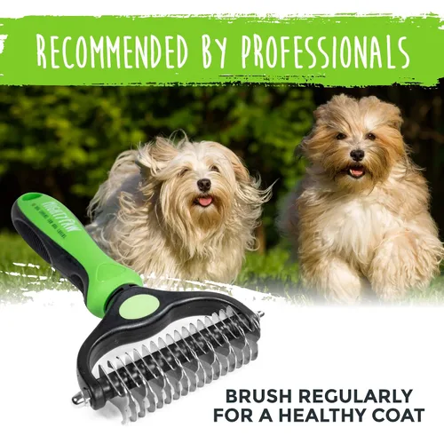 Miniatura 9 de Mighty Paw Cepillo de aseo para perros – Peine de doble cara 2 en 1 – Punta redonda para una máxima penetración del pelaje – Dientes de acero