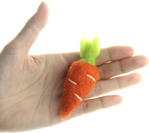 Miniatura 6 de Adorno de Pascua hecho a mano de lana de fieltro zanahorias conejito (3.5 in zanahoria)