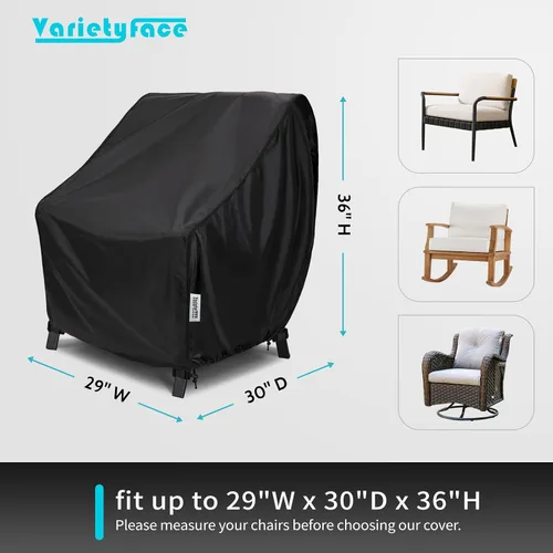 Miniatura 2 de Fundas impermeables para sillas de exterior, protección para todo tipo de clima (paquete de 2), tela resistente al viento para muebles de patio, se