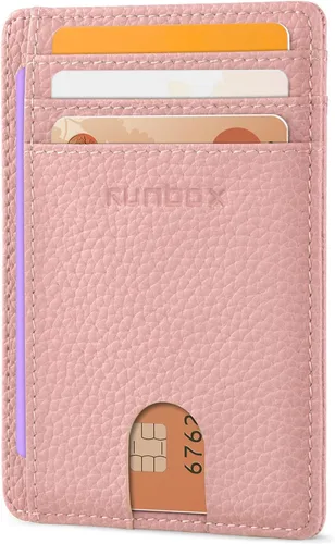 Miniatura 20 de RUNBOX Carteras de cuero minimalistas y delgadas con bloqueo RFID para bolsillo frontal, portatarjetas para hombres y mujeres, regalos para hombres