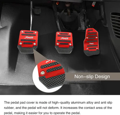 Miniatura 6 de Juego de 3 pedales de pedal de automóvil, aleación antifricción antideslizante de transmisión acelerador, pedal de freno, pedal de embrague