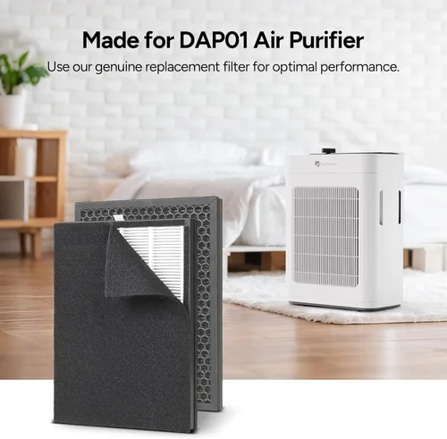 Miniatura 2 de Dr.Prepare Filtro de repuesto para purificador de aire DAP01, paquete de 2, filtro HEPA de 3 etapas con prefiltro lavable y carbón activado