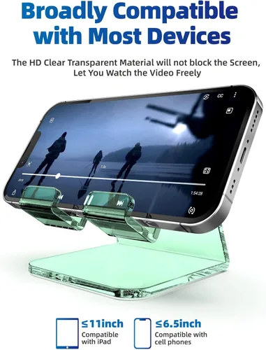 Miniatura 3 de Soporte acrílico para teléfono celular, soporte transparente para escritorio de oficina, tocador, encimera de cocina, mesita de noche, compatible