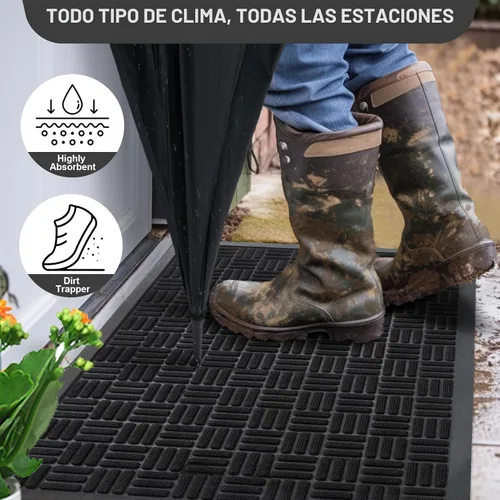 Miniatura 6 de Mibao Tapete para puerta delantera, resistente y duradero, tapete de bienvenida para interiores y exteriores, atrapador de suciedad, impermeable