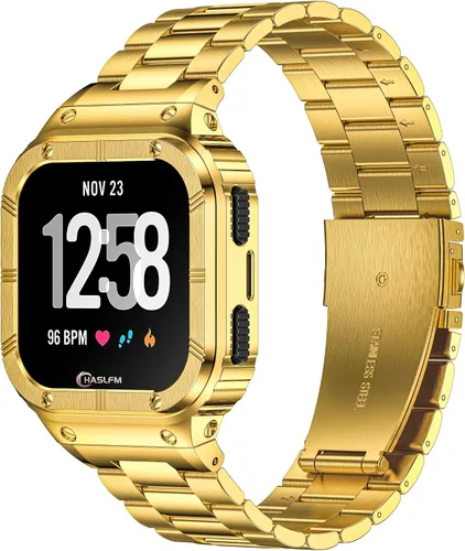 Miniatura 11 de Correas de reloj de acero inoxidable con funda compatible con Fitbit Versa 4/Versa 3/Versa 2/Versa 1/Fitbit Versa Lite/Fitbit Sense 2/Sense 1