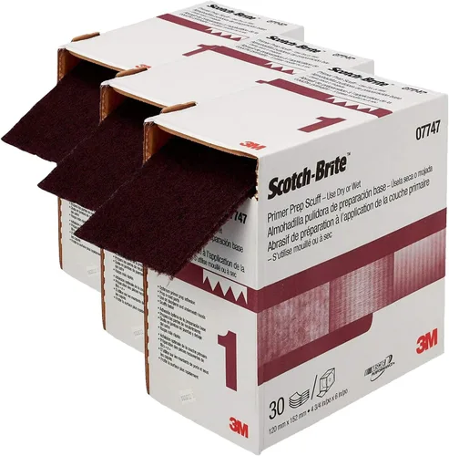 Miniatura 6 de Scotch-Brite (TM) - Lija Primer Prep 07747, de óxido de aluminio, 15' de largo x 4-3/4" de ancho, color granate (Pack de 1).