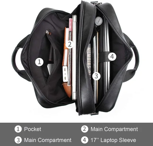 Miniatura 4 de Augus Maletín de Cuero Genuino para Viaje de Negocios, Bolsas Duffel para Hombre, Bolsa para Laptop que se ajusta a portátiles de 15.6 pulgadas