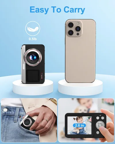 Miniatura 8 de Cámara digital 5K, cámara de enfoque automático de doble pantalla de 80 MP, cámara de punto de zoom 18X y disparo para fotografía, flash, tarjeta