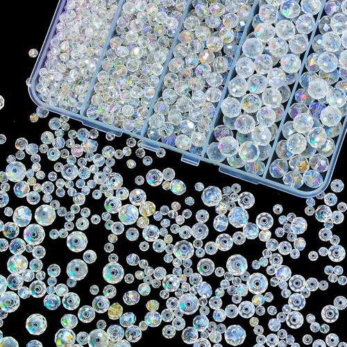 Miniatura 39 de 800 cuentas redondas de cristal de 0.236/0.396/0.394 pulgadas para joyas de bricolaje, ideales para pulseras, collares, colgantes y proyectos