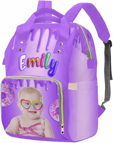 Miniatura 28 de M YESCUSTOM Bolsa de pañales personalizada con nombre para mamá, mujer, esposa, mochila personalizada, 0625-12, Mochilas Daypack