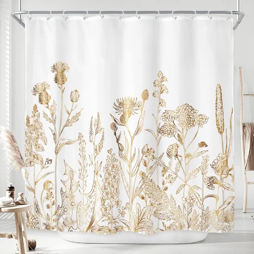 Miniatura 18 de Riyidecor - Cortina de ducha con estampado de flores silvestres para decorar un baño pequeño o una ventana, 36 pulgadas de ancho x 72 pulgadas