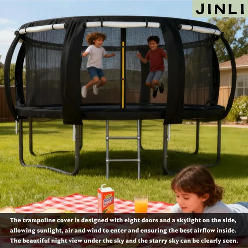 Miniatura 5 de JINLI Tienda de campaña redonda para cama elástica de 12 pies (solo tienda), cubierta de sombrilla para cama elástica de tela Oxford, adecuada
