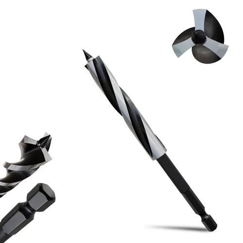 Miniatura 14 de 8 brocas profesionales de 12 pulgadas de largo para madera con vástago hexagonal de cambio rápido de 1/4 pulgadas (1/4-7/8 pulgadas), diseño de 3