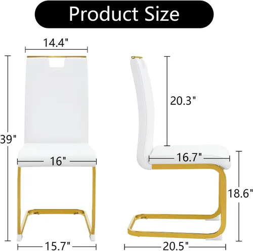 Miniatura 2 de cinkehome Juego de 6 sillas de comedor modernas, con respaldo alto, tapizada de piel sintética, sin brazos, con patas de metal para cocina, comedor