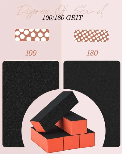 Miniatura 3 de Maryton - Bloque de lima para uñas, limas de acabado de grano medio/fino 100/180 para uñas acrílicas y uñas de gel, kits de lima para pedicura