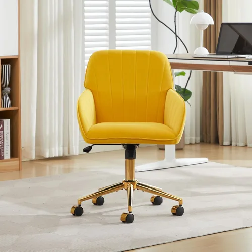 Miniatura 5 de Silla de escritorio de terciopelo para oficina en casa, moderna y bonita silla de trabajo para computadora con respaldo, silla de tocador tapizada