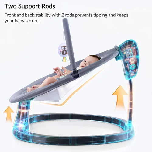 Miniatura 2 de VaVaSoo Columpio eléctrico 2 en 1 para bebé, asiento para niños pequeños de hasta 66 libras, soporte de doble brazo para mayor estabilidad, 3