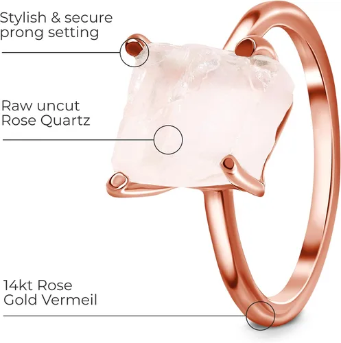 Miniatura 3 de Moon Magic - Anillo de amatista auténtica amatista pequeña plata de ley 925 real anillos de amatista de oro rosa crudo de 18 quilates para mujer