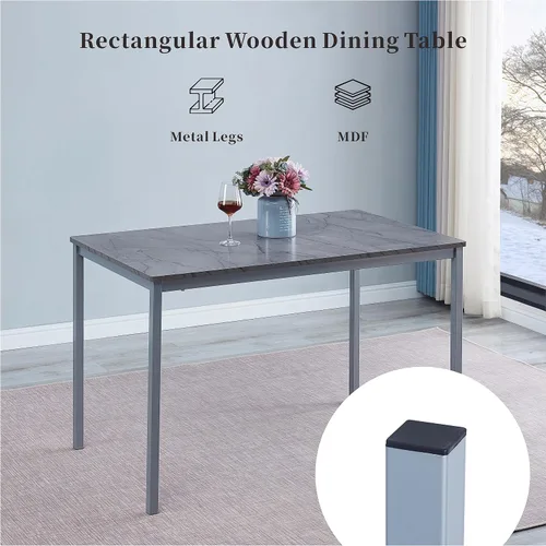 Miniatura 5 de Mesa de comedor de mármol con parte superior de MDF y marco de metal, mesa de cocina rectangular para restaurante, apartamento y espacio pequeño