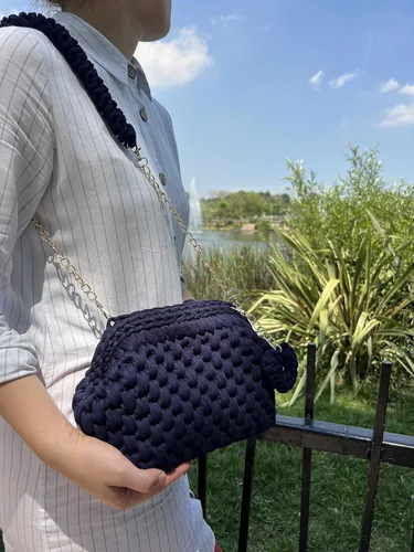 Miniatura 5 de CHQEL Bolso de mano de noche para mujer, hecho a mano, bolso de fiesta de boda de ganchillo, pequeño bolso de mano formal con solapa