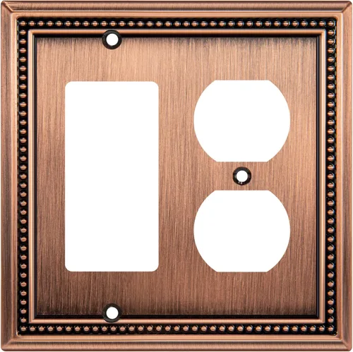 Miniatura 29 de Henne Bery Sunken Pearls - Placa de pared decorativa resistente para interruptor, cubierta para tomacorrientes (doble dúplex, níquel satinado)