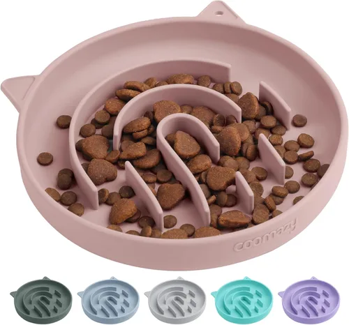 Miniatura 22 de Coomazy Cuencos de silicona de alimentación lenta para perros y gatos, juguete interactivo para mascotas para entrenamiento de alimentos