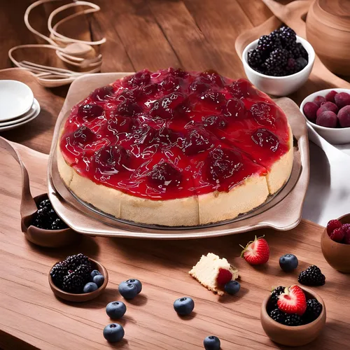 Miniatura 9 de ANDY ANAND CHOCOLATIER Tarta de queso tradicional de cereza de 9 pulgadas Receta auténtica, hecha con queso crema fresco de California, totalmente