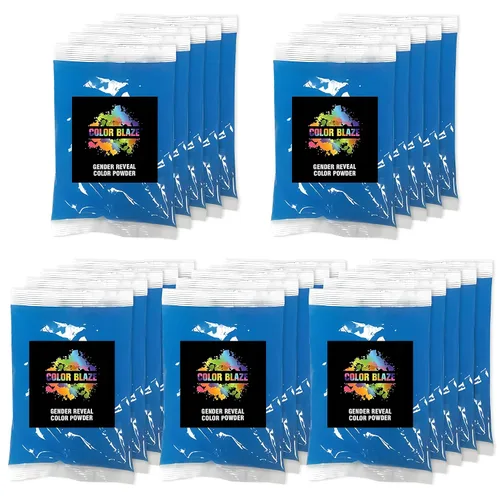 Miniatura 10 de Color Blaze Paquetes de polvo de color para revelación del género del bebé, 2.65 oz cada uno, 10 paquetes de polvo de color azul para niños