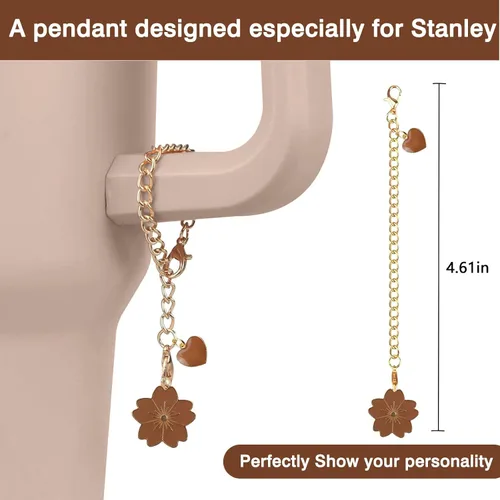 Miniatura 4 de Accesorios para juego de tazas Stanley, 2 tapas de paja de flores reutilizables de 0.394 pulgadas (0.394 in), 1 dije de mango lindo y 1 funda