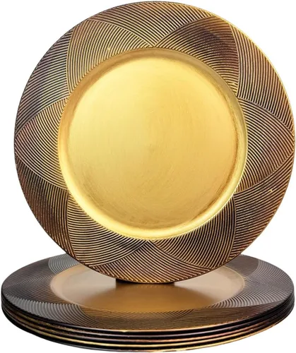 Miniatura 7 de Platos Base Blancos Antiguos, Platos Base Redondos de 13" para Platos de Cena, Juego de 6 Platos Base de Plástico para Bodas, Fiestas, Decoración
