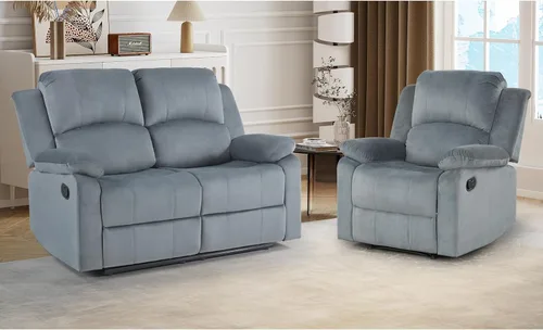Miniatura 21 de CANMOV Juego de sillas reclinables manuales de 2, sofá individual de tela suave y tapizado para sala de estar y dormitorio, mecanismo reclinable