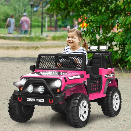Miniatura 4 de Costzon - Camioneta de paseo de 2 plazas, vehículo eléctrico accionado a batería de 12 V con control remoto, 2 velocidades, suspensión de resorte