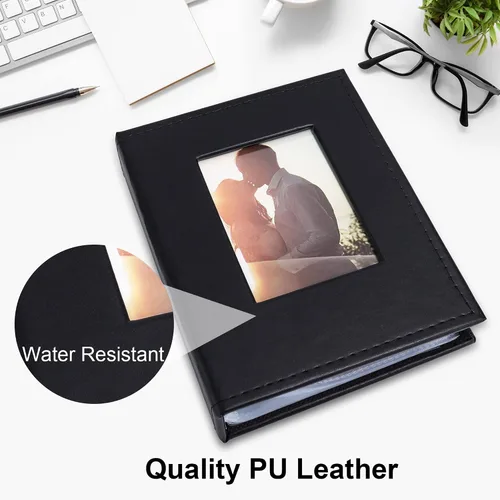 Miniatura 2 de Vienrose Álbum de fotos pequeño de 4 x 6 pulgadas, paquete de 2 mini libros de fotos con cubierta de cuero, 26 páginas con capacidad para 52