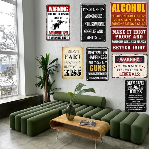 Miniatura 6 de Letrero de estaño Accesorios de armas para hombres Letreros de cueva de hombre y decoración Letrero de estaño de metal divertido Regalos geniales