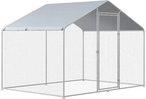 TOLEAD Gallinero de metal grande mejorado con malla de alambre de tres soportes, corral de pollo, con cubierta resistente al agua y anti-UV, casa de