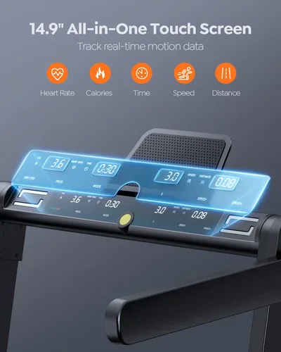 Miniatura 4 de Acezoe Caminadora plegable 2 en 1 para el hogar, debajo del escritorio con 12 modos HIIT, aplicaciones de entrenamiento y pantalla táctil, 2.5 HP