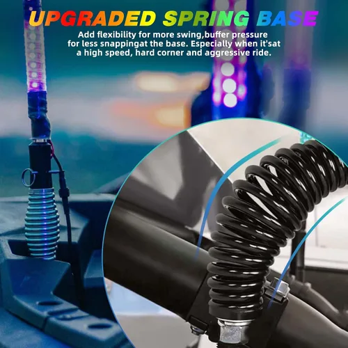Miniatura 7 de DREAMIZER 2 piezas de luces de látigo con base de resorte en barril, luces LED con base de resorte de liberación rápida, compatibles con Cam Am