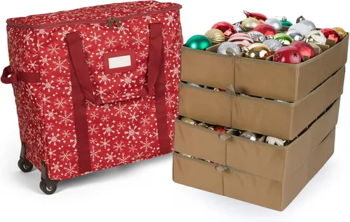 Miniatura 53 de Covermates Keepsakes Bolsa de almacenamiento ajustable para adornos, poliéster resistente, separadores acolchados y bandejas FlexGrid, organizador