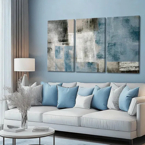 SDYA Lienzo abstracto para pared, decoración de pared gris y azul, pintura moderna de lienzo de 20 x 40 x 3 p, decoración para dormitorio, oficina,