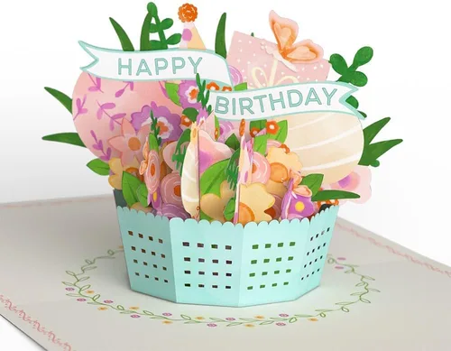 Miniatura 2 de Lovepop Delicate Floral Happy Birthday Basket Pop-Up Card for Her and Him - 3D Greeting Cards for Boys, Girls, Men, Women - 5.9" x 4.5" Paperpop