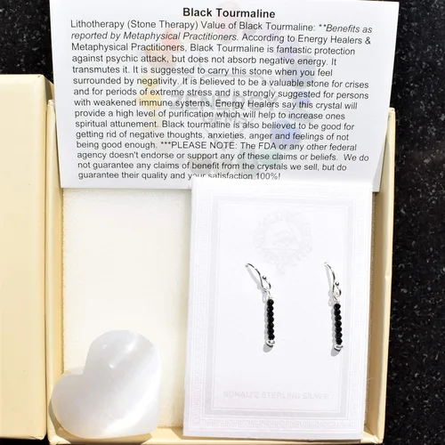 Miniatura 6 de CHARGED - Pendientes de diseño de piedras preciosas naturales + corazón de carga de selenita incluidos