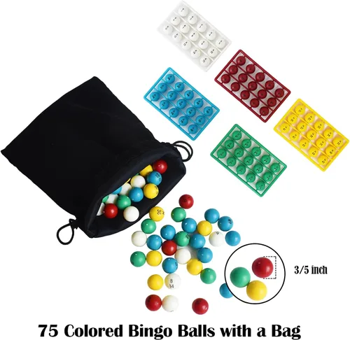 Miniatura 6 de Yuanhe Juego completo de bingo: incluye jaula redonda de metal de 8 pulgadas con bolsa de almacenamiento grande, 100 tarjetas de bingo, 1000 fichas