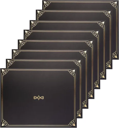 Paquete de 25 portacreditados, 25 tapas de certificados para papel de tamaño carta, carpetas de certificados, color negro, 9 x 11.5 pulgadas
