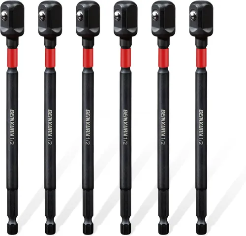 Miniatura 10 de Geinxurn Juego de adaptadores de enchufe de impacto de 6 piezas, punta cuadrada de 1/4 de pulgada, juego de broca de extensión de 6 pulgadas, adapta
