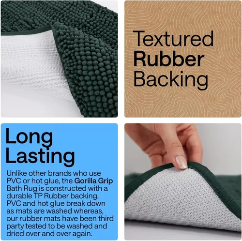 Miniatura 3 de GORILLA GRIP Alfombra de Baño 44x26, Chenilla Suave Absorbente, Tapetes de Microfibra de Secado Rápido, Respaldo de Goma Lavables Alfombras de Ducha