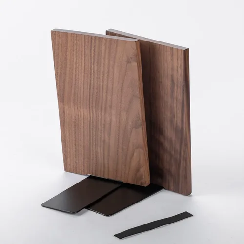 Miniatura 7 de Muso Wood Extremos de libros hechos a mano de nogal, sujetalibros antideslizantes para estantes, extremos grandes y resistentes para libros pesados