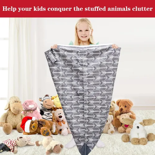 Miniatura 3 de Jorbest Puf de almacenamiento de animales de peluche para niños y adultos, puf de animales de peluche, asiento de lona de alta calidad, solo funda