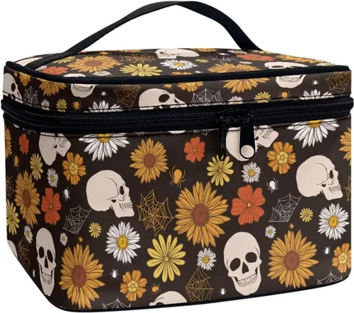Miniatura 19 de 60S Groovy Hippie Flower Pink Pattern Travel Makeup Bags for Women Portable Tote Cosmetic Case with Carry Handle Toiletry Accessories Storage
