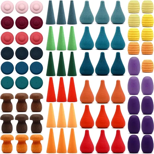 Candywood Juego grande completo de piezas sueltas de madera estilo arco iris, juguetes sensoriales, mandala, 7 formas, 27 colores, piezas de