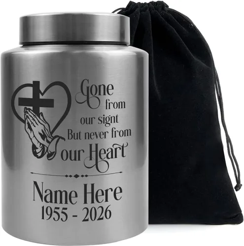 Miniatura 12 de Urna personalizada para cenizas humanas, contenedor de cenizas de cremación con foto personalizada con retrato, urna conmemorativa funeraria